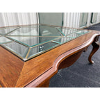 Ethan Allen Inspired French Country Leaded Glass Cherry Coffee Table