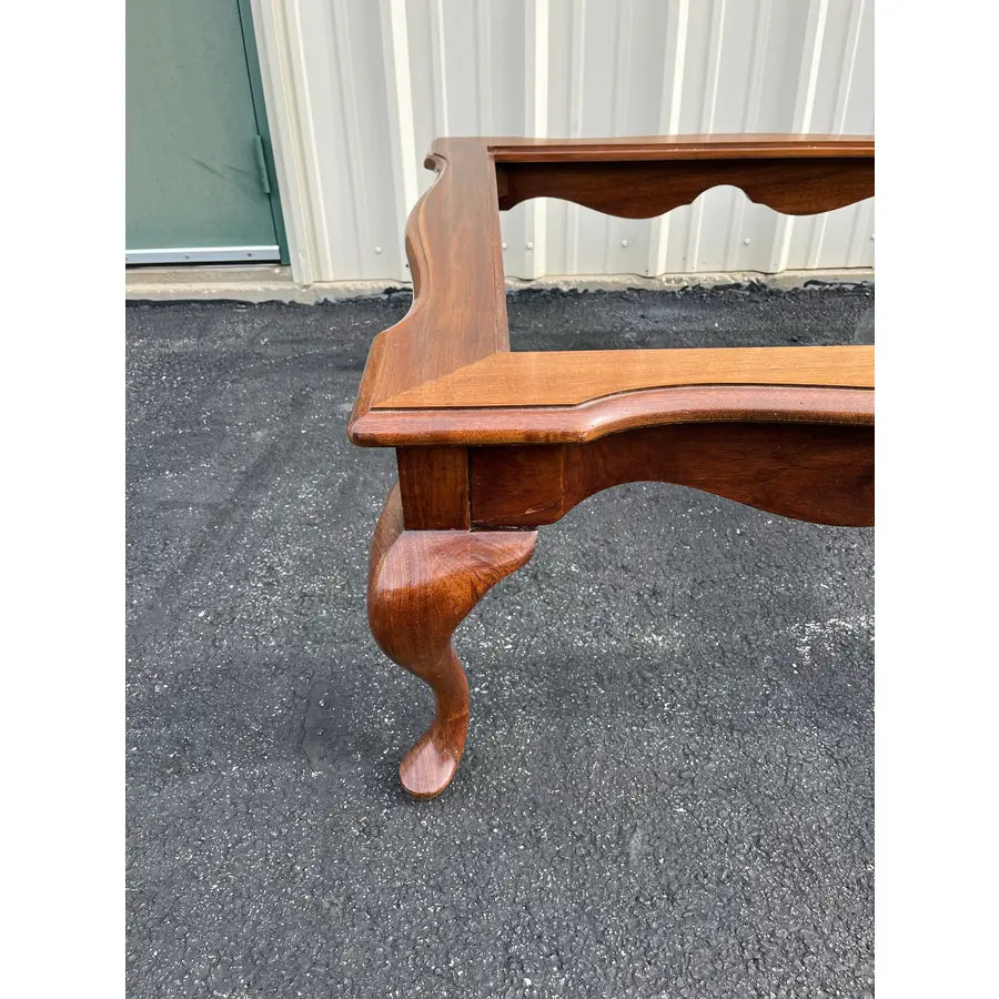 Ethan Allen Inspired French Country Leaded Glass Cherry Coffee Table