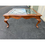 Ethan Allen Inspired French Country Leaded Glass Cherry Coffee Table