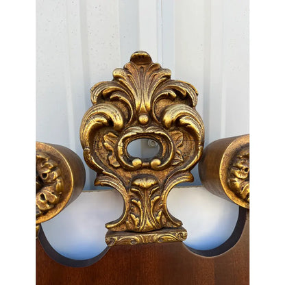Florentine Style Mahogany Wall Mirror and Shelves, 3 Pieces