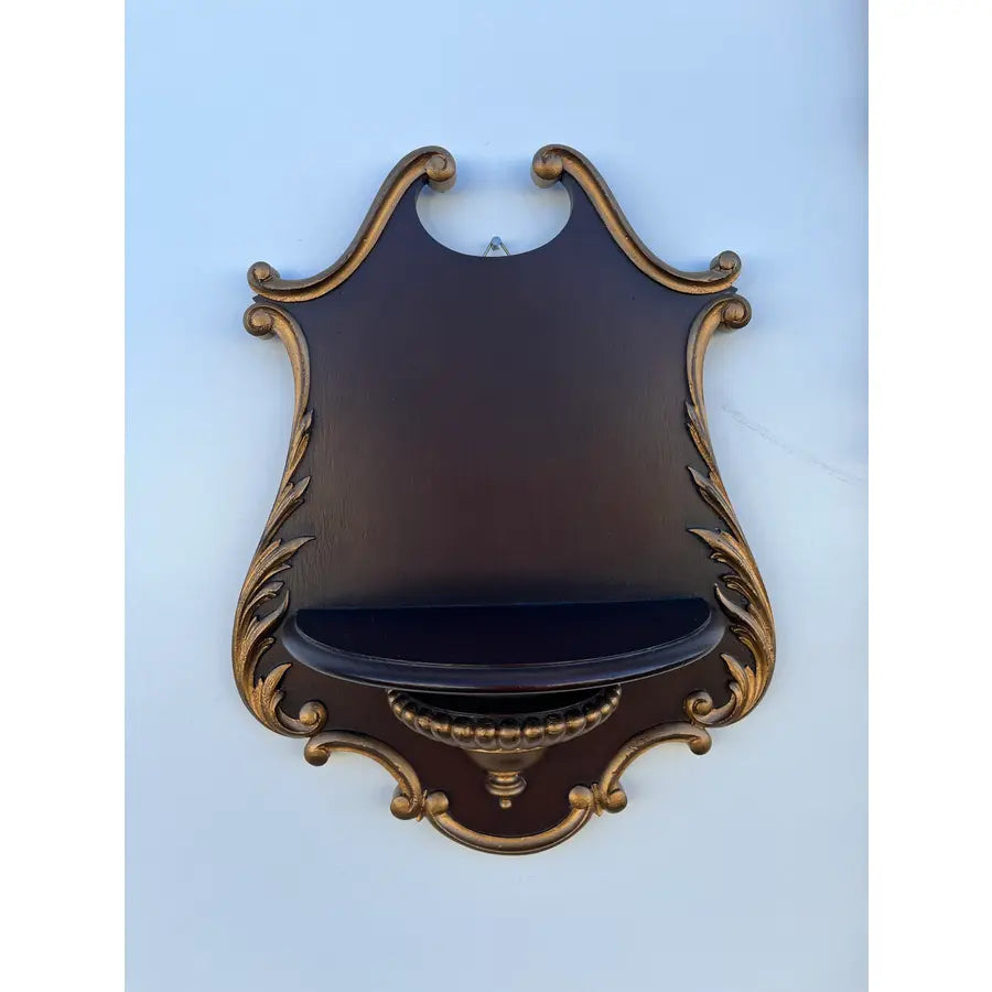 Florentine Style Mahogany Wall Mirror and Shelves, 3 Pieces