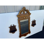Florentine Style Mahogany Wall Mirror and Shelves, 3 Pieces