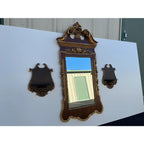 Florentine Style Mahogany Wall Mirror and Shelves, 3 Pieces