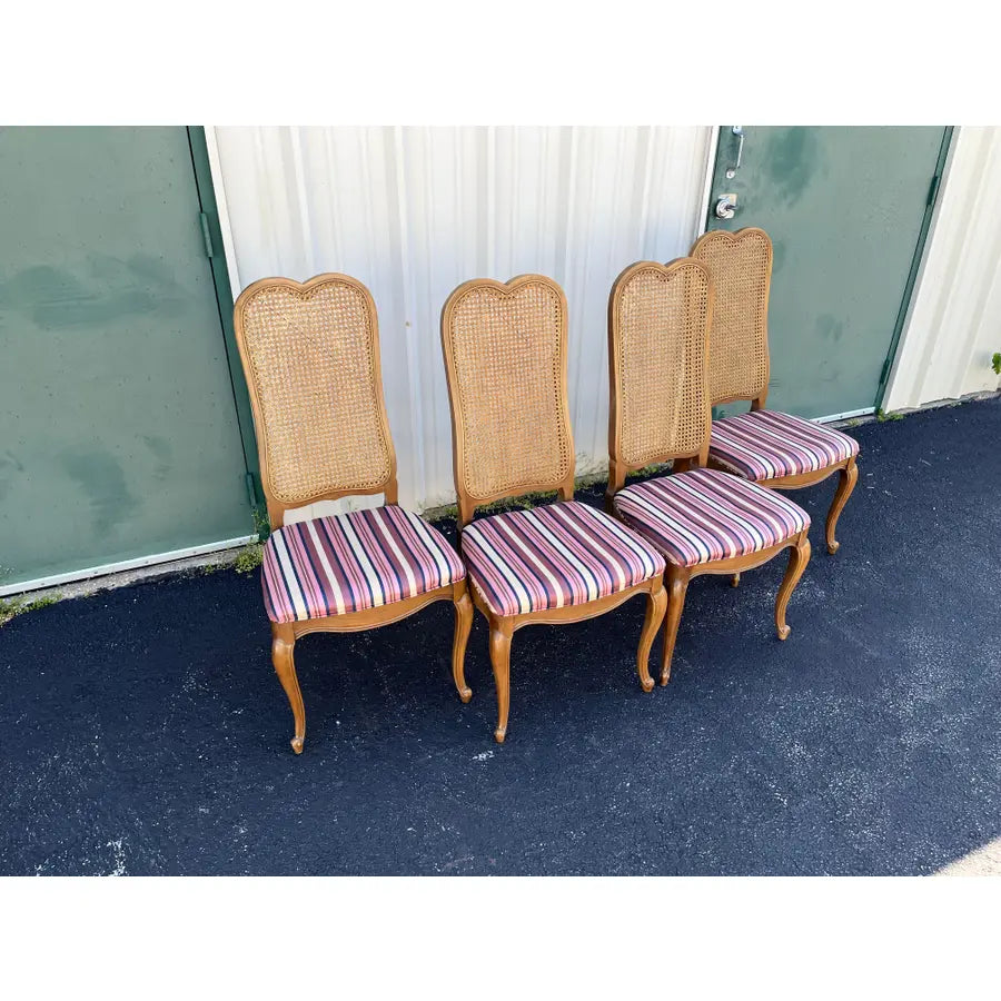French Country Cane Back Dining Chairs- Set of 4- Attr. To Century Furniture