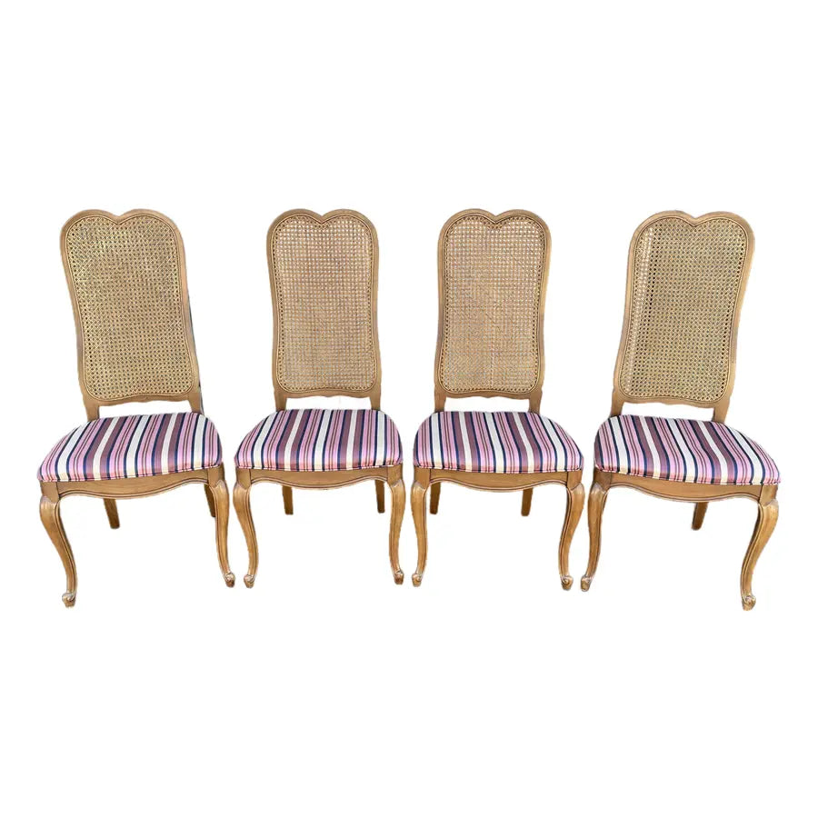 French Country Cane Back Dining Chairs- Set of 4- Attr. To Century Furniture