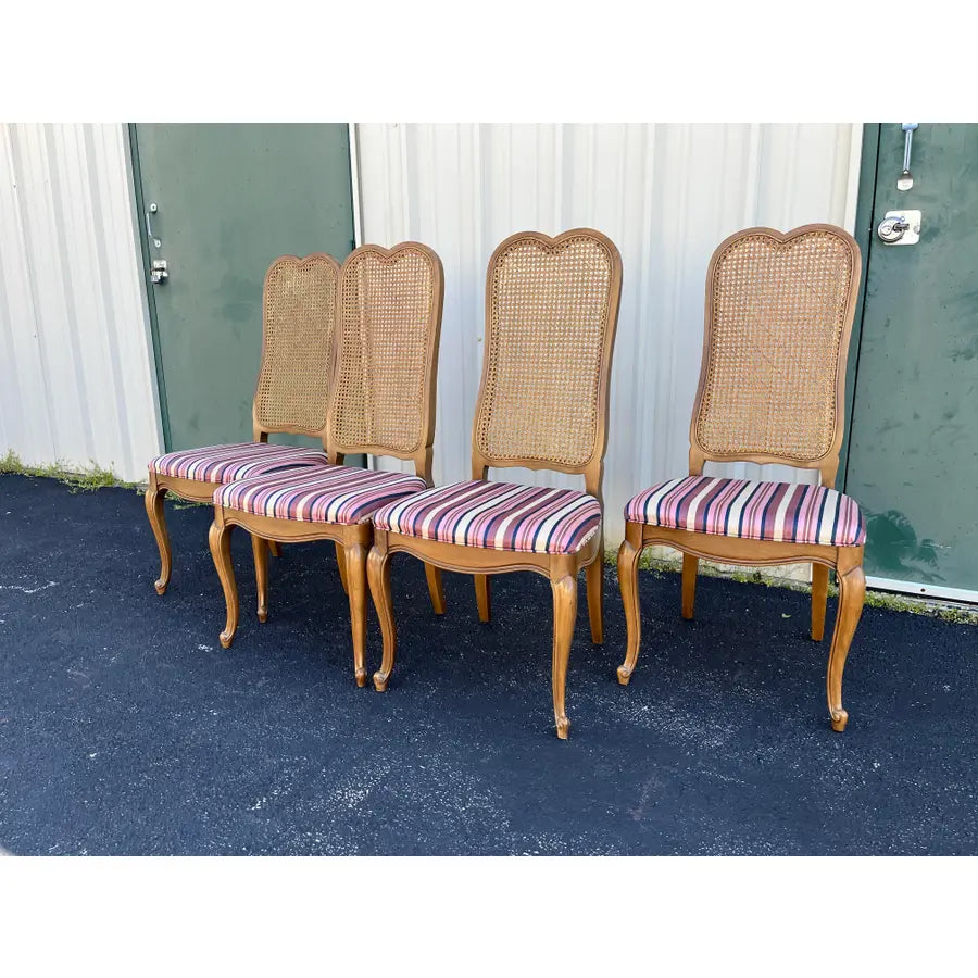 French Country Cane Back Dining Chairs- Set of 4- Attr. To Century Furniture