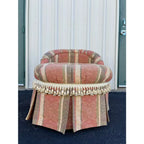 French Style Overstuffed Bedroom Chair or Changing Pouf With Pleated Skirt