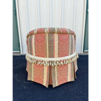 French Style Overstuffed Bedroom Chair or Changing Pouf With Pleated Skirt