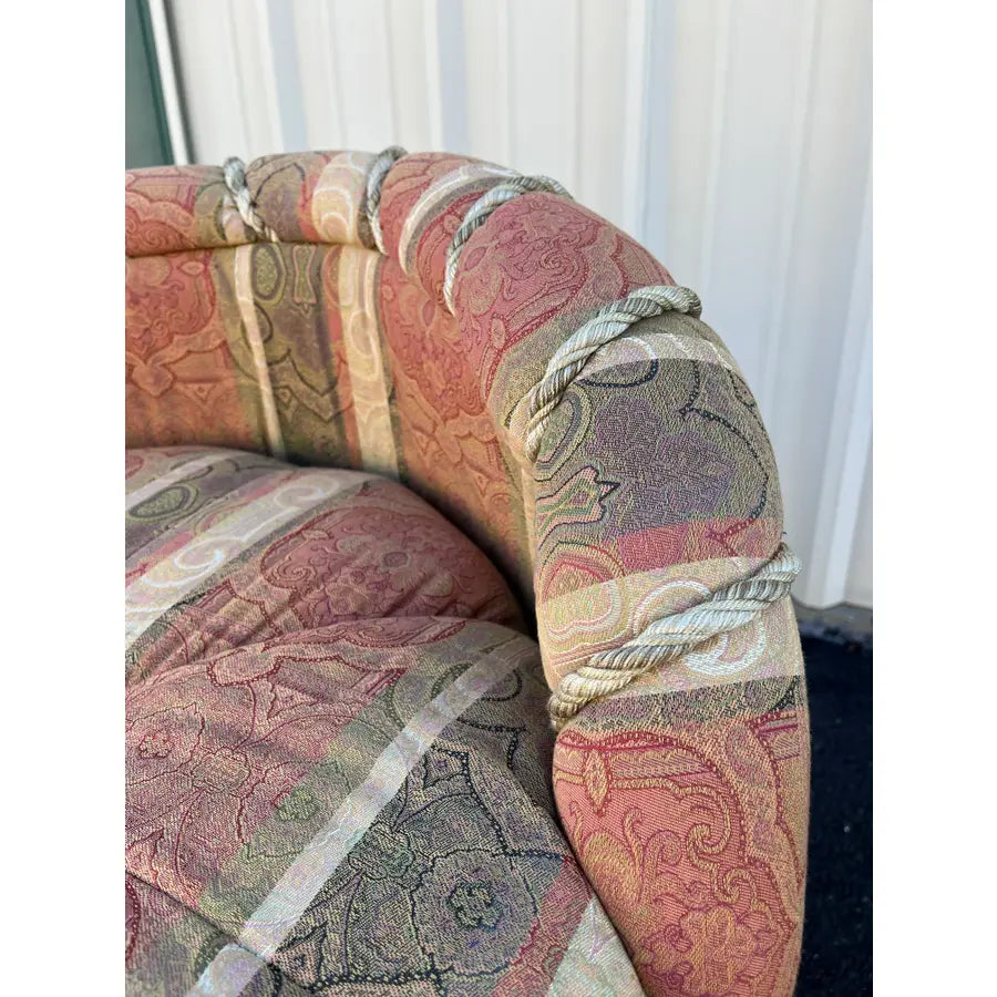 French Style Overstuffed Bedroom Chair or Changing Pouf With Pleated Skirt