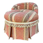 French Style Overstuffed Bedroom Chair or Changing Pouf With Pleated Skirt