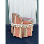 French Style Overstuffed Bedroom Chair or Changing Pouf With Pleated Skirt