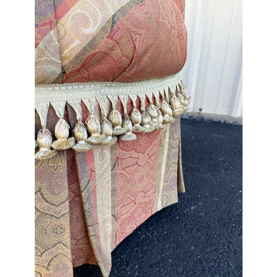 French Style Overstuffed Bedroom Chair or Changing Pouf With Pleated Skirt