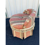 French Style Overstuffed Bedroom Chair or Changing Pouf With Pleated Skirt