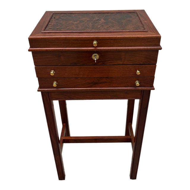 Georgian Leather Top Mahogany Jewelry Chest- England 1980’s