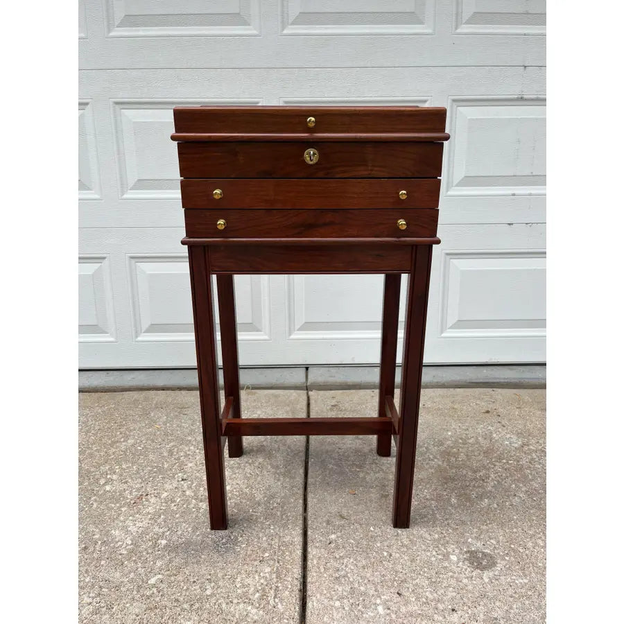 Georgian Leather Top Mahogany Jewelry Chest- England 1980’s