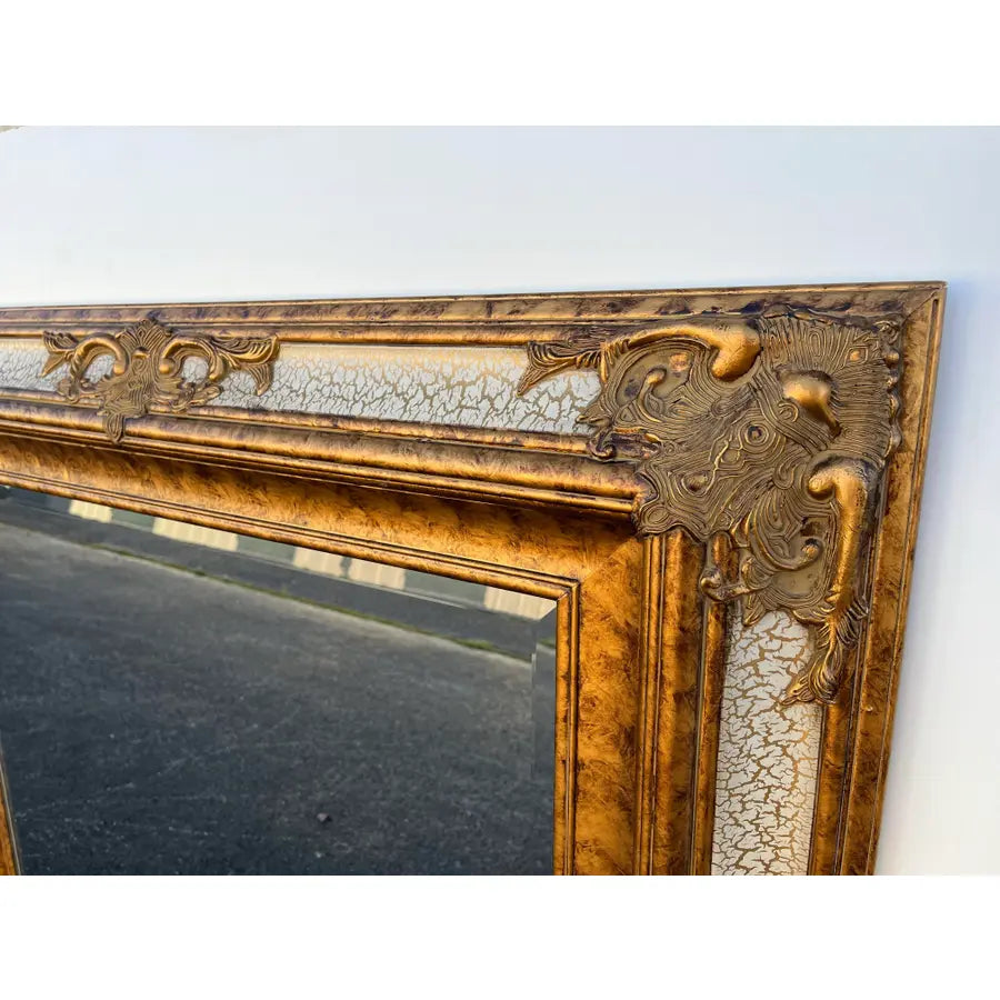 Gold Venetian Style Beveled Glass Rectangular Wall Mirror