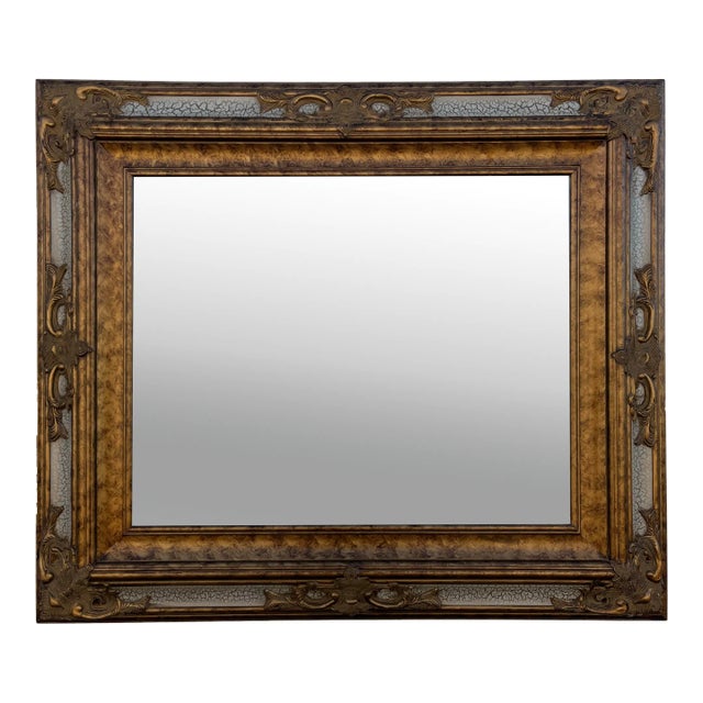 Gold Venetian Style Beveled Glass Rectangular Wall Mirror