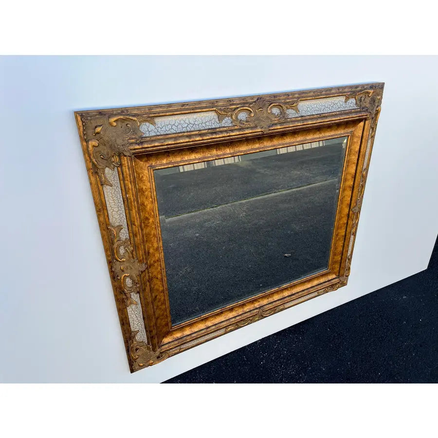 Gold Venetian Style Beveled Glass Rectangular Wall Mirror
