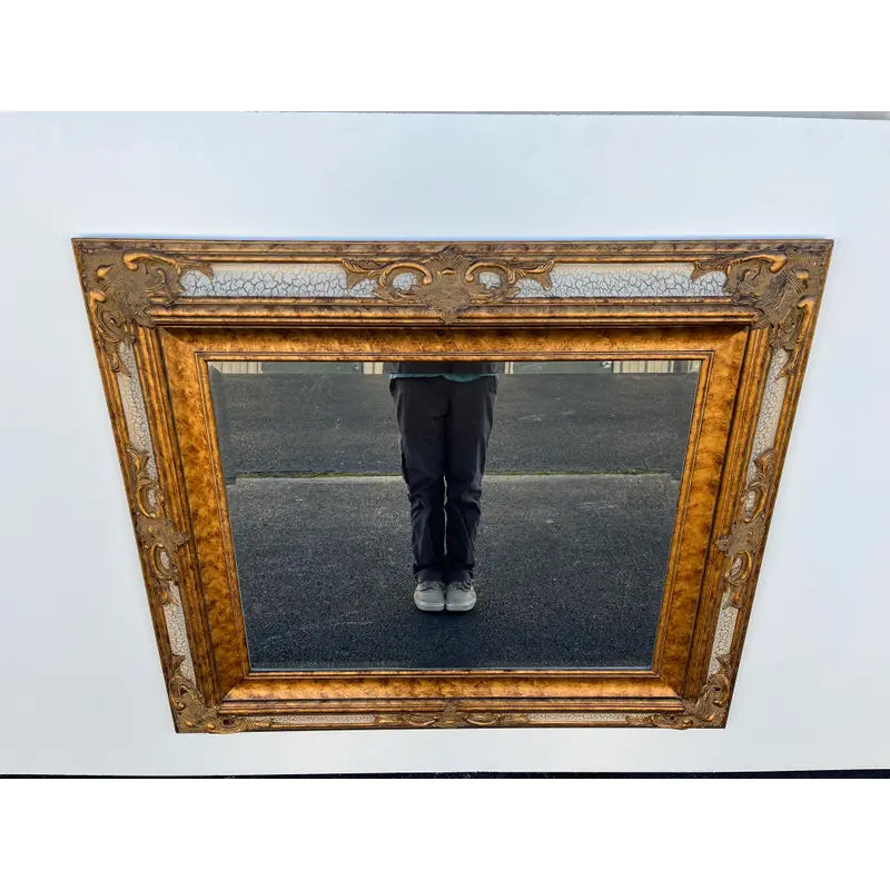 Gold Venetian Style Beveled Glass Rectangular Wall Mirror