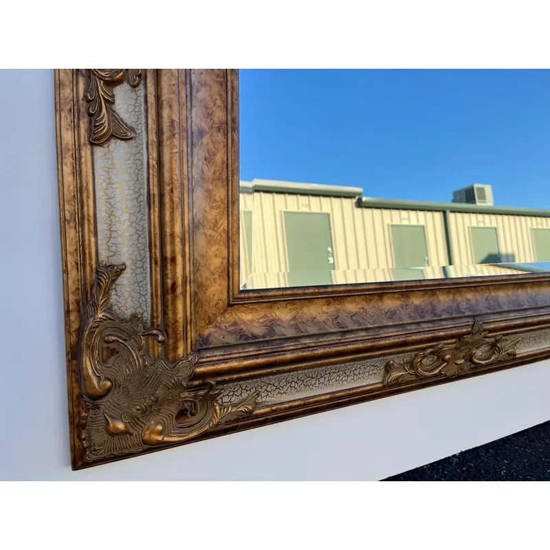 Gold Venetian Style Beveled Glass Rectangular Wall Mirror