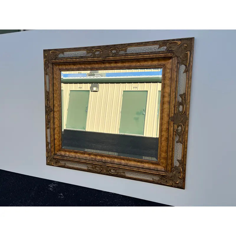Gold Venetian Style Beveled Glass Rectangular Wall Mirror