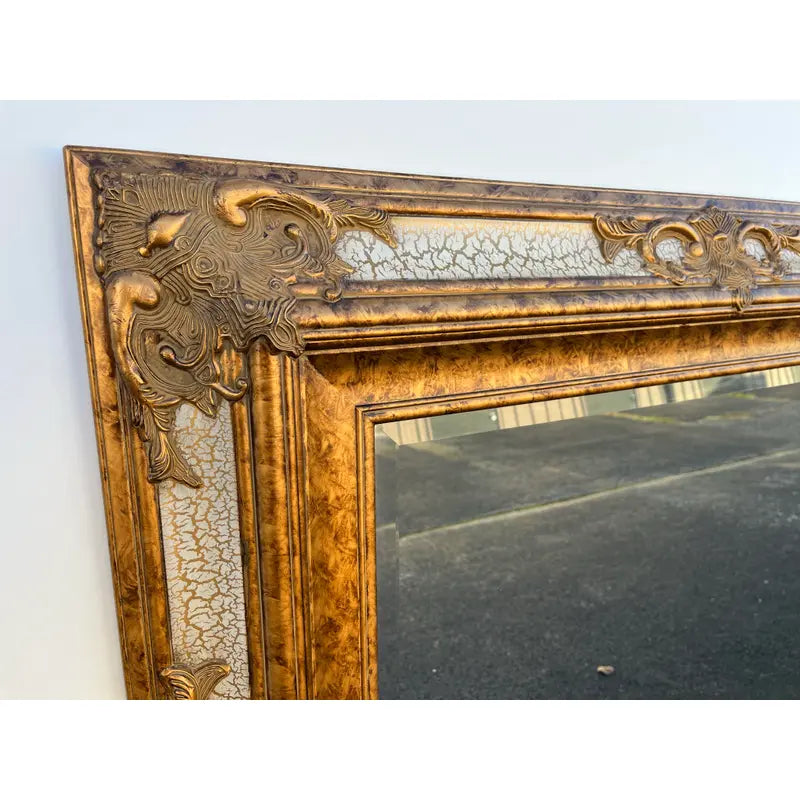 Gold Venetian Style Beveled Glass Rectangular Wall Mirror