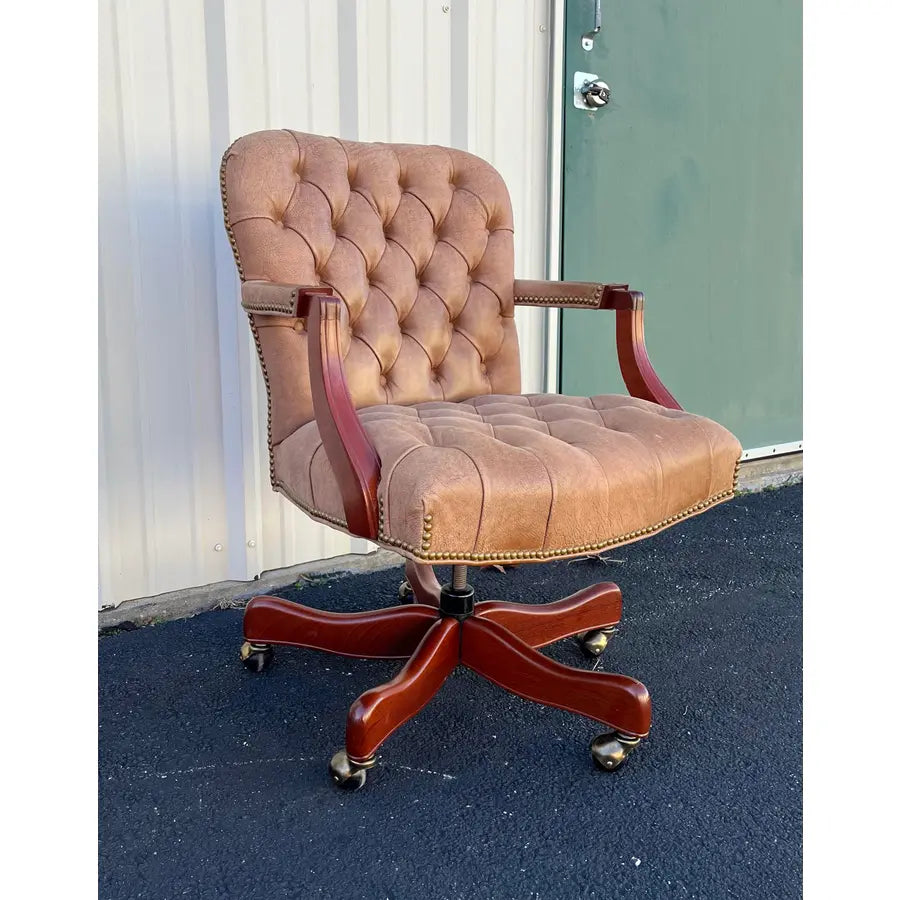 Hancock & Moore Tufted Leather Swivel Office Chair