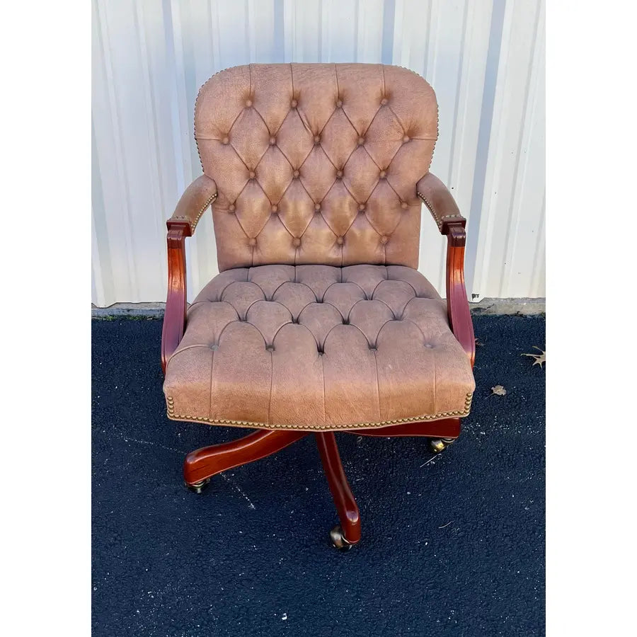 Hancock & Moore Tufted Leather Swivel Office Chair