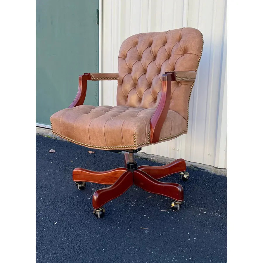 Hancock & Moore Tufted Leather Swivel Office Chair