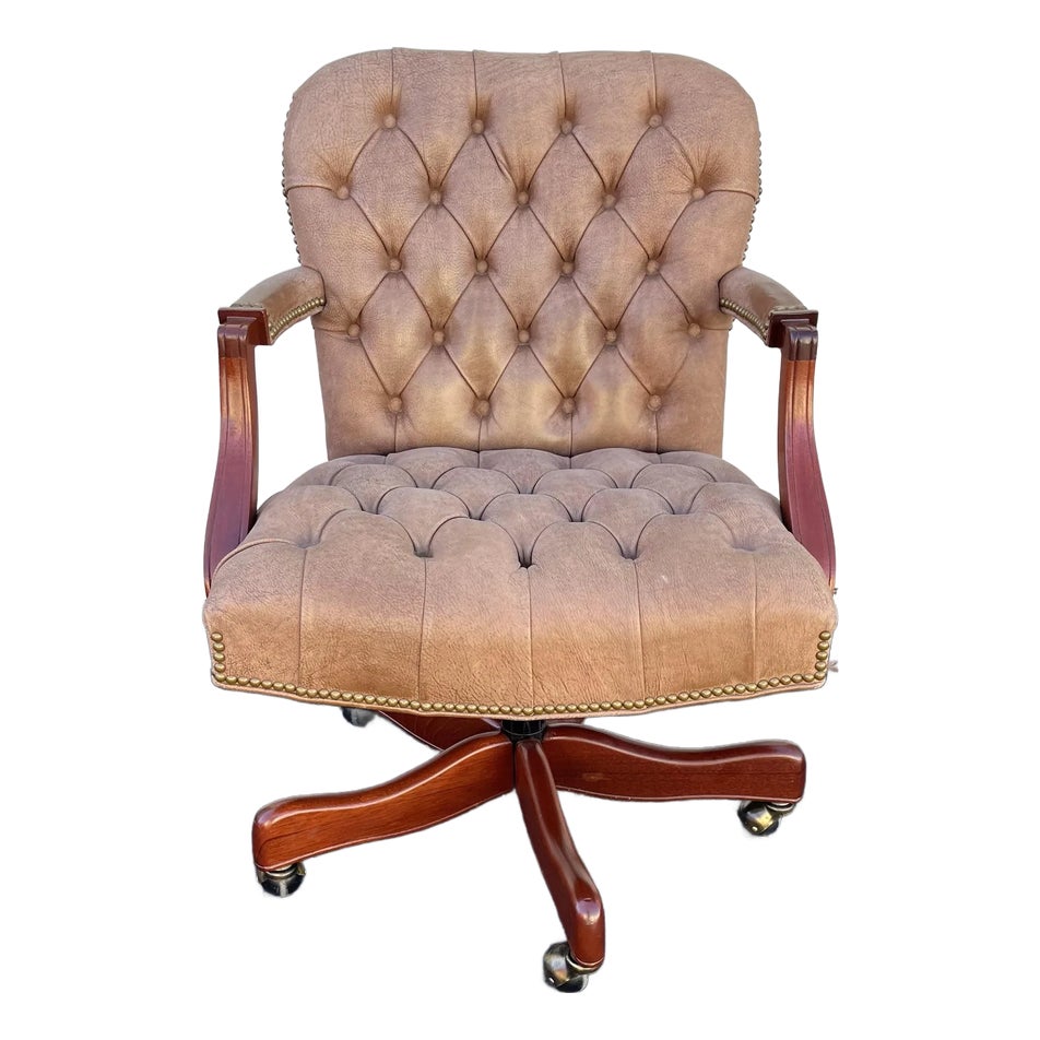 Hancock & Moore Tufted Leather Swivel Office Chair