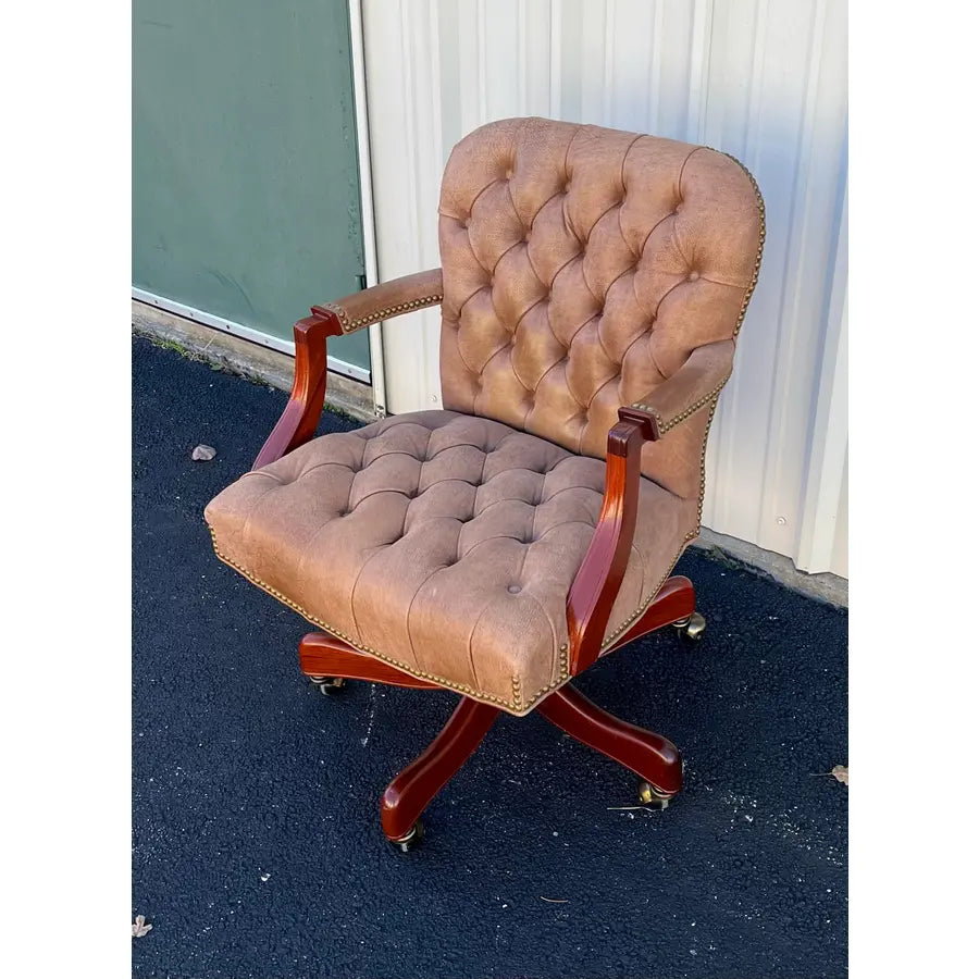 Hancock & Moore Tufted Leather Swivel Office Chair