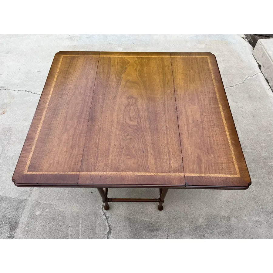 Henredon Mid Century Modern Inlaid Walnut Gateleg Table