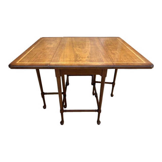 Henredon Mid Century Modern Inlaid Walnut Gateleg Table