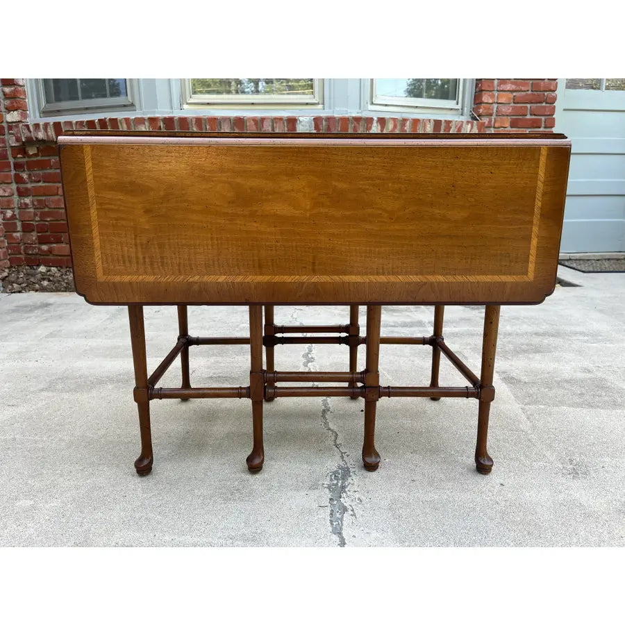 Henredon Mid Century Modern Inlaid Walnut Gateleg Table