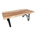 Industrial Style Live Edge Walnut Cocktail Coffee Table With Bow Tie Inlays