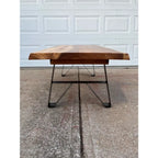 Industrial Style Live Edge Walnut Cocktail Coffee Table With Bow Tie Inlays