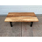 Industrial Style Live Edge Walnut Cocktail Coffee Table With Bow Tie Inlays
