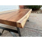 Industrial Style Live Edge Walnut Cocktail Coffee Table With Bow Tie Inlays