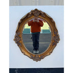 J.A. Olson Beveled Glass Oval Mirror in Gilded Frame