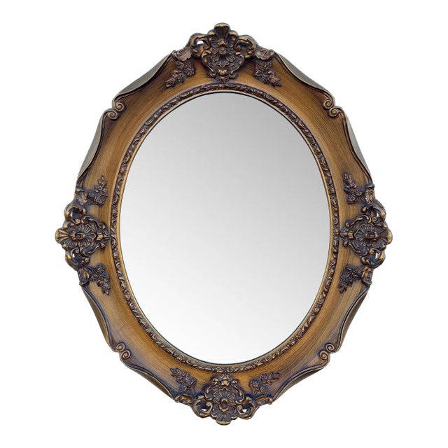 J.A. Olson Beveled Glass Oval Mirror in Gilded Frame