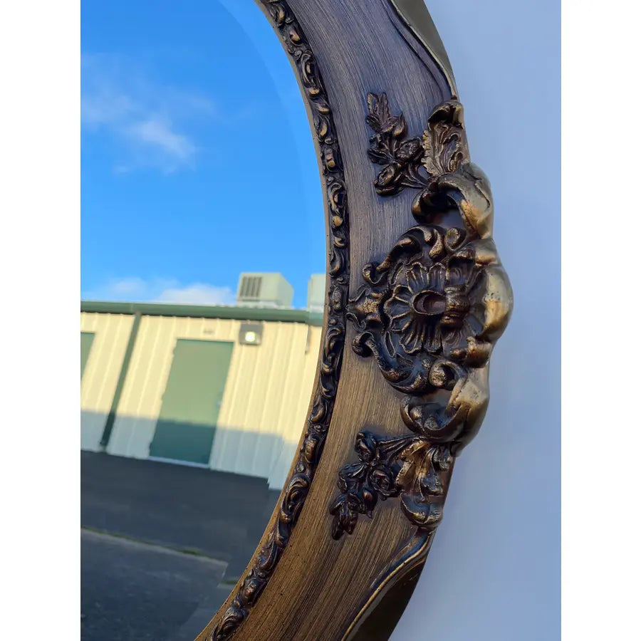 J.A. Olson Beveled Glass Oval Mirror in Gilded Frame