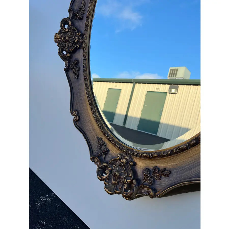J.A. Olson Beveled Glass Oval Mirror in Gilded Frame