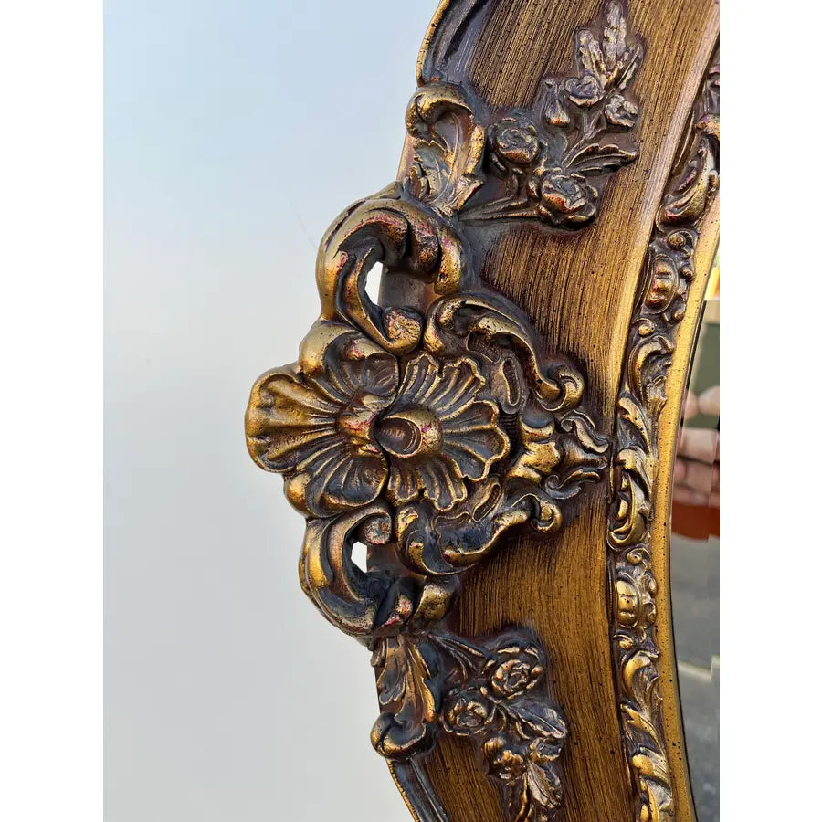 J.A. Olson Beveled Glass Oval Mirror in Gilded Frame