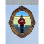 J.A. Olson Beveled Glass Oval Mirror in Gilded Frame