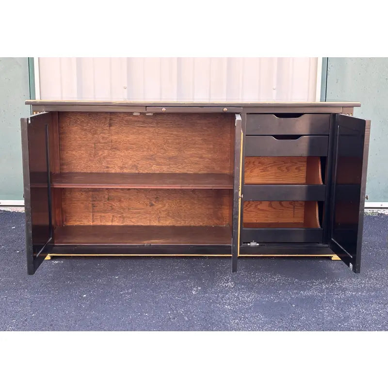 Jacques Bodart Black Lacquer and Gilt Sideboard Buffet- Circa. 1950s