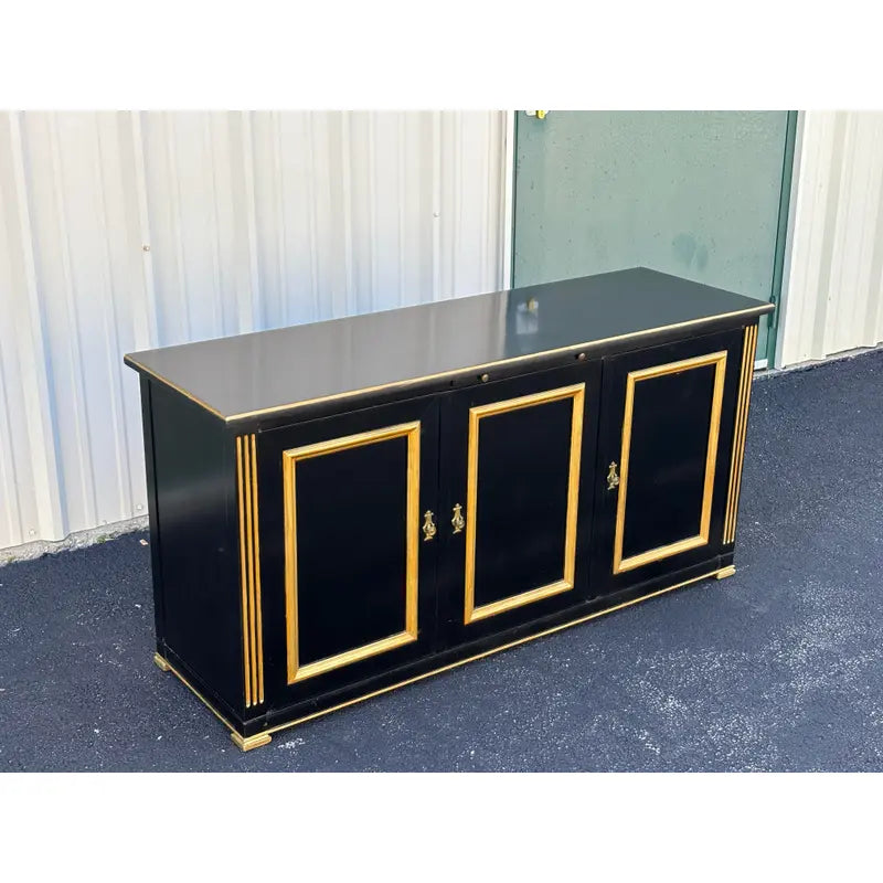 Jacques Bodart Black Lacquer and Gilt Sideboard Buffet- Circa. 1950s