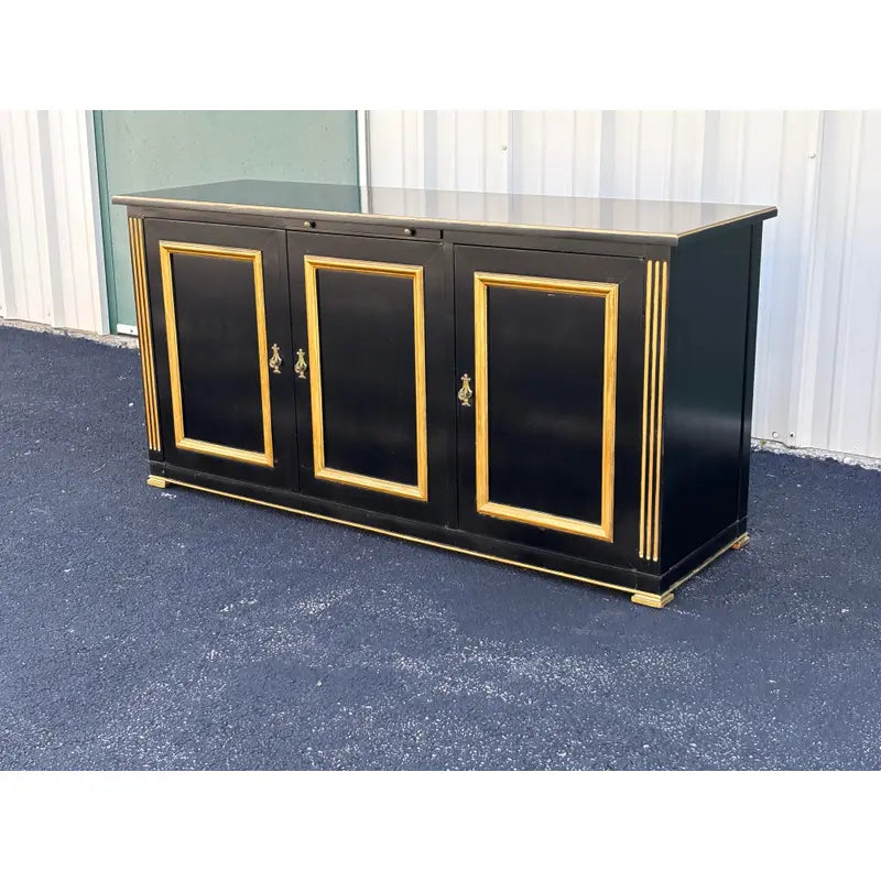 Jacques Bodart Black Lacquer and Gilt Sideboard Buffet- Circa. 1950s
