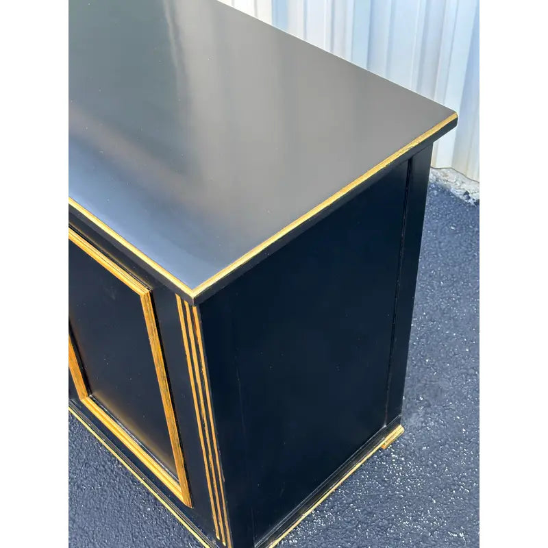 Jacques Bodart Black Lacquer and Gilt Sideboard Buffet- Circa. 1950s