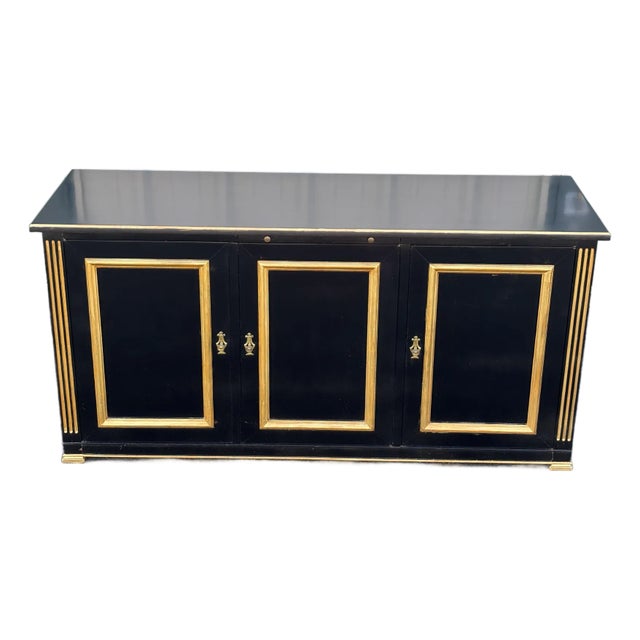 Jacques Bodart Black Lacquer and Gilt Sideboard Buffet- Circa. 1950s