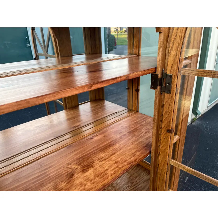 Keller Illuminated Oak China Display Hutch Cabinet